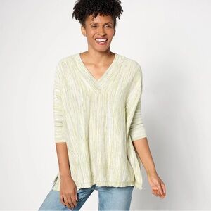 LOGO by Lori Goldstein Dolman Sleeve V-Neck Shirt Sunny Lime S New